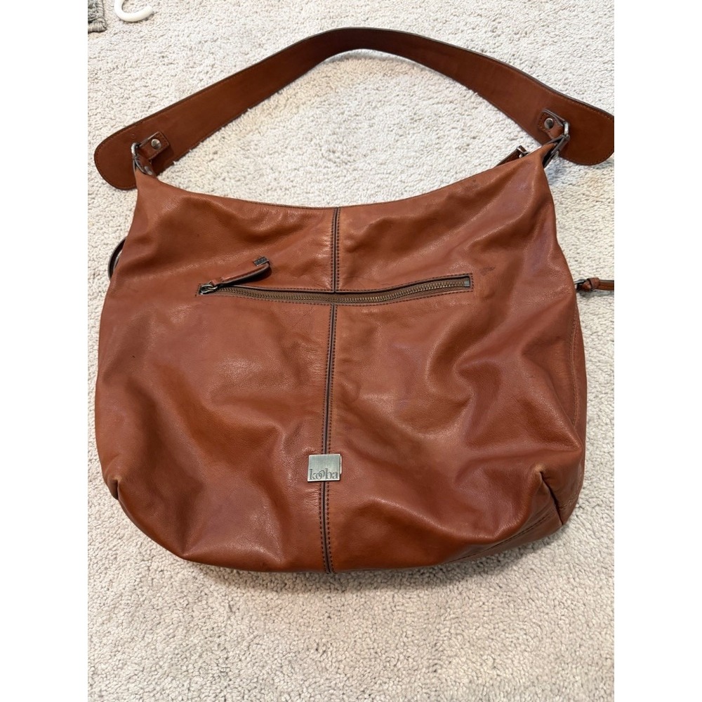 Kooba Hobo Bag Women Large Cognac Brown Good Soft Leather Slouchy Shoulder Bag